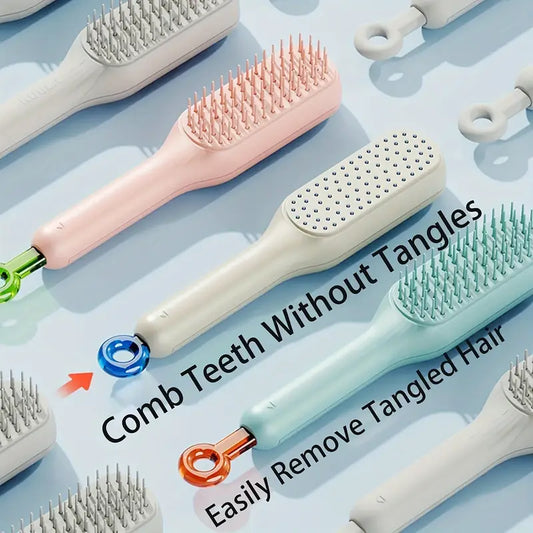 Self-Cleaning Hair Brush - Retractable & Anti-Static Brush, Magic One-Click Cleaning, Perfect for All Hair